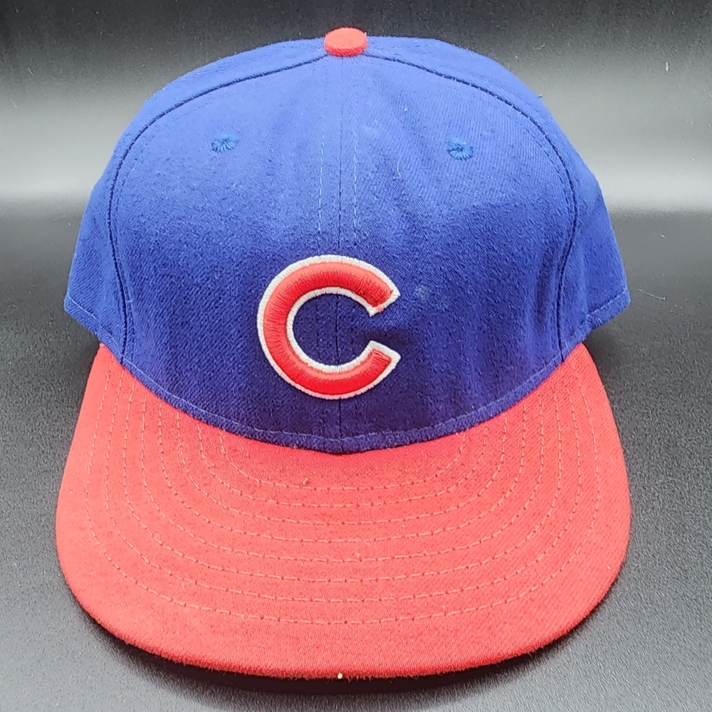 Chicago Cubs Hat New Era Fitted Blue Red Made In USA 7 1/8 56.8cm
